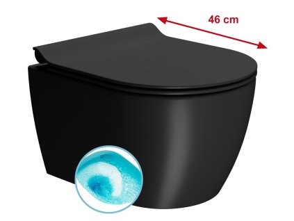 PURA SHORT závěsná WC mísa, Swirlflush, 35x46cm, černá dual-mat