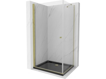 MEXEN/S - Pretoria sprchový kout 100x90, transparent, zlatá + sprchová vanička včetně sifonu 852-100-090-50-00-4070G