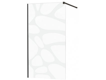 MEXEN/S - KIOTO Sprchová zástěna WALK-IN 70x200 cm 8 mm, černá, bílý vzor 800-070-101-70-97