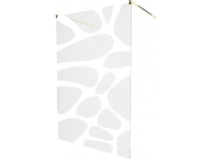 MEXEN/S - KIOTO samostatně stojící sprchová zástěna 110 x 200, transparent/bílá vzor 8 mm, zlatá 800-110-002-50-97