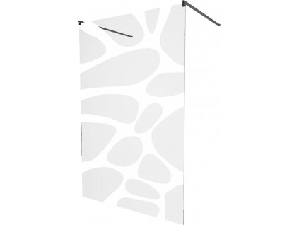 MEXEN/S - KIOTO samostatně stojící sprchová zástěna 110 x 200, transparent/bílá vzor 8 mm, černá 800-110-002-70-97
