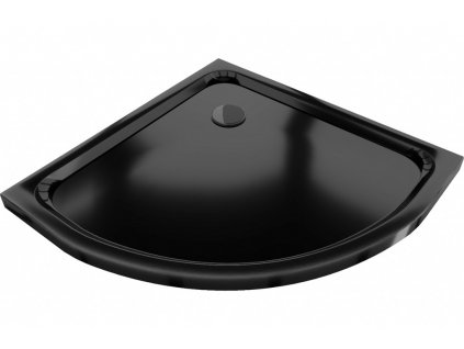 MEXEN/S - Flat sprchová vanička čtvrtkruhová slim 70 x 70, černá + černý sifon 41707070B