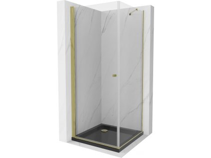 MEXEN/S - Pretoria sprchový kout 70x70, transparent, zlatá + sprchová vanička včetně sifonu 852-070-070-50-00-4070G