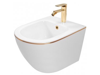 REA - Závěsný bidet Carlo Mini White Gold Edge REA-C6990