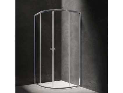 OMNIRES - BRONX sprchový kout s posuvnými dveřmi čtvrtkruh, 80 x 100 cm chrom / transparent /CRTR/ S203080/100CRTR