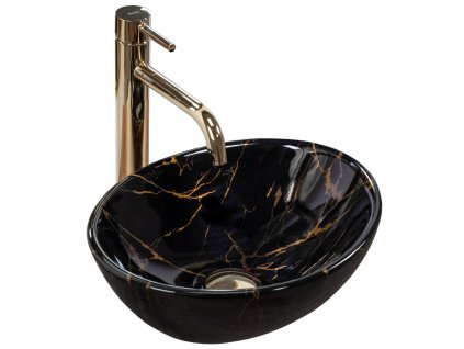 REA - Umyvadlo na desku Sofia Mini Black Marble Shiny REA-U6963