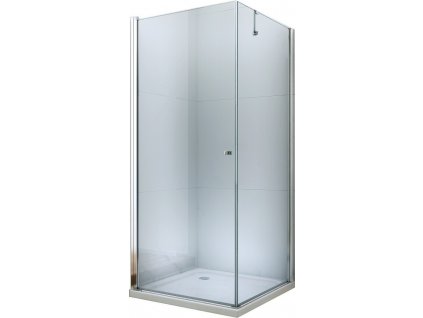 MEXEN/S - Pretoria otevírací sprchový kout 90x80, sklo transparent, chrom + vanička 852-090-080-01-00-4010