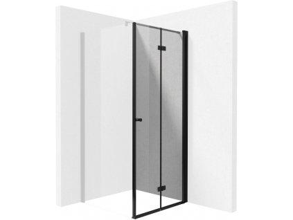 DEANTE - Kerria plus černá - Sprchové dveře bez stěnového profilu, systém Kerria Plus, 90 cm - skládací KTSXN41P