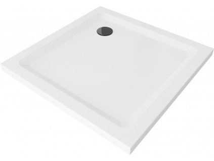 MEXEN/S - Flat sprchová vanička čtvercová slim 80 x 80, bílá + černý sifon 40108080B
