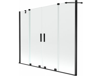 MEXEN/S - Velar Duo vanová zástěna posuvná 190 x 150 cm, transparent, černá 896-190-000-02-70