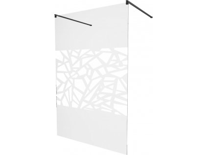 MEXEN/S - KIOTO samostatně stojící sprchová zástěna 100 x 200, transparent/bílá vzor 8 mm, černá 800-100-002-70-85