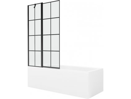 MEXEN/S - Cubik obdélníková vana 150 x 70 cm s panelem + vanová zástěna 100 cm, černá vzor 550315070X9410117077