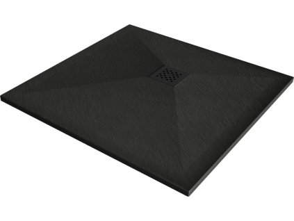 MEXEN/S - Stone+ čtvercová sprchová vanička 100 x 100, černá, mřížka černá 44701010-B
