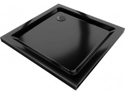 MEXEN/S - Flat sprchová vanička čtvercová slim 80 x 80, černá + černý sifon 40708080B