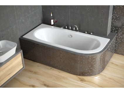 Asymetrická vana AVITA SLIM, Bez nožiček, 160 × 75 cm, Levé (Nožičky k vaně Bez nožiček, Rozměr vany 160 × 75 cm, Způsob provedení Levé)
