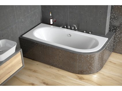 Asymetrická vana AVITA SLIM, S nožičkami, 180 × 80 cm, Levé (Nožičky k vaně S nožičkami, Rozměr vany 180 × 80 cm, Způsob provedení Levé)