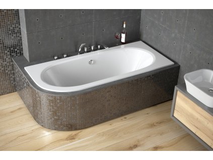 Asymetrická vana AVITA SLIM, S nožičkami, 150 × 75 cm, Pravé (Nožičky k vaně S nožičkami, Rozměr vany 150 × 75 cm, Způsob provedení Pravé)