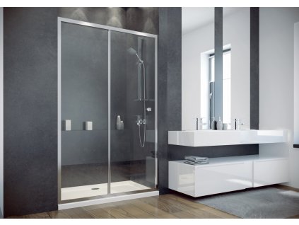 Sprchové dveře DUO SLIDE, 110 cm, 195 cm, Univerzální Levé / Pravé, Čiré bezpečnostní sklo - 6 mm, Chrom/Leštěný hliník (ALU)
