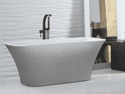 Volně stojící vana ASSOS S-LINE Glam - stříbrná, 160 × 70 cm DOPRAVA ZDARMA
