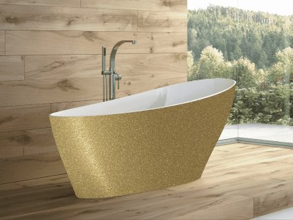 Volně stojící vana KEYA Glam - zlatá, 165 × 70 cm DOPRAVA ZDARMA