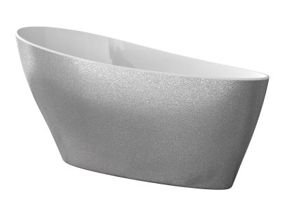 Volně stojící vana KEYA Glam - stříbrná, 165 × 70 cm DOPRAVA ZDARMA