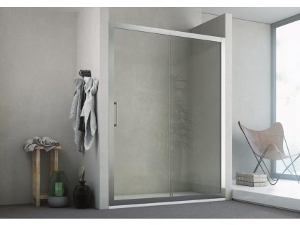 Sprchové dveře oxi.SLIDE N1FS, 130 cm, Fasciato bezpečnostní sklo - 6 mm, Bílá