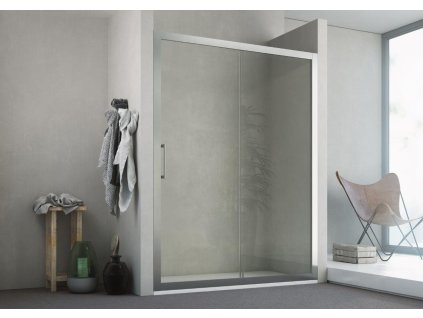 Sprchové dveře oxi.SLIDE N1FS, 140 cm, Fasciato bezpečnostní sklo - 6 mm, Černá DOPRAVA ZDARMA
