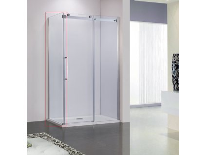 Pevná stěna BELVER, Univerzální Levé / Pravé, Čiré bezpečnostní sklo - 8 mm, 90 cm, Chrom/Leštěný hliník (ALU)