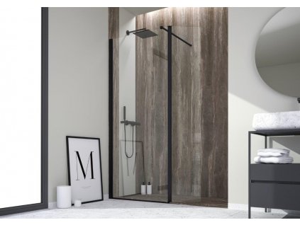 DECO WALK-IN W1P, 150 cm,  Levé (SX), Millerighe bezpečnostní sklo - 6 mm, Hliník ossidato