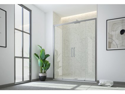 Sprchové dveře ESSENCE N2FS, 150 cm, Čiré bezpečnostní sklo - 6 mm, Hliník ossidato