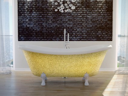 Volně stojící vana AMELIA Glam - zlatá, GLAM 01 - zlatá, Zlaté, 190 × 77 cm