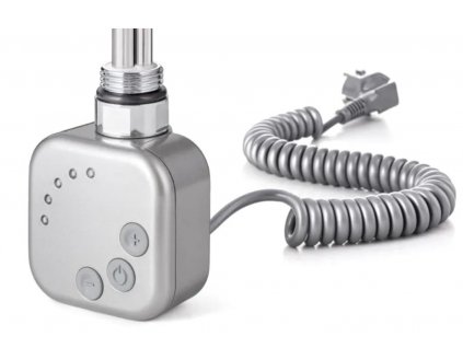 Topná tyč BURGH s termostatem a časovačem, Kroucený kabel, Chrom - matný, 300 W