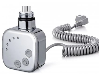 Topná tyč BURGH s termostatem a časovačem, Kroucený kabel, Chrom, 400 W