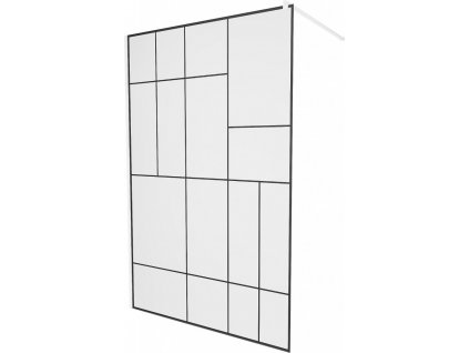 MEXEN/S - KIOTO Sprchová zástěna WALK-IN 70 x 200, transparent/černý vzor 8 mm, bílá 800-070-101-20-78