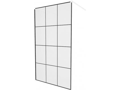 MEXEN/S - KIOTO samostatně stojící sprchová zástěna 100 x 200, transparent/černý vzor 8 mm, bílá 800-100-002-20-77