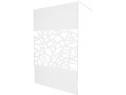 MEXEN/S - KIOTO samostatně stojící sprchová zástěna 100 x 200, transparent/bílý vzor 8 mm, bílá 800-100-002-20-85