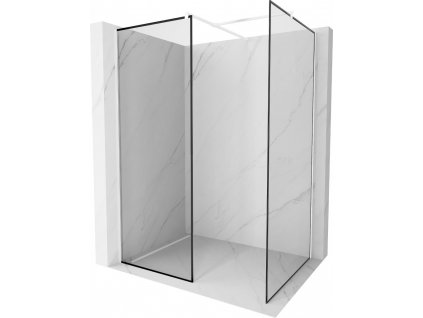 MEXEN/S - Kioto Sprchová zástěna Walk-in 130 x 120 cm, černý vzor, bílá 800-130-202-20-70-120