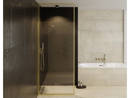 Walk-in sprchový kout ICON GOLD, 100 cm, 200 cm, Čiré bezpečnostní sklo - 8 mm, Zlatá
