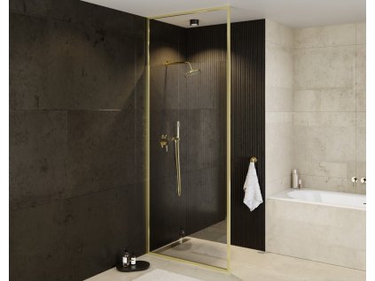 Walk-in sprchový kout ICON GOLD, 120 cm, 200 cm, Čiré bezpečnostní sklo - 8 mm, Zlatá
