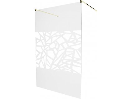 MEXEN/S - KIOTO samostatně stojící sprchová zástěna 100 x 200, transparent/bílá vzor 8 mm, zlatá 800-100-002-50-85
