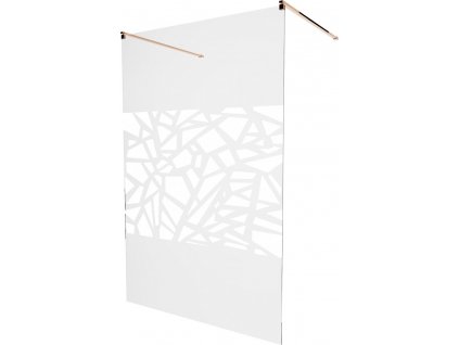 MEXEN/S - KIOTO samostatně stojící sprchová zástěna 120 x 200, transparent/bílá vzor 8 mm, růžové zlato 800-120-002-60-85