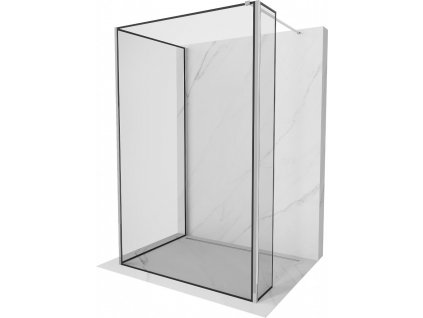 MEXEN/S - Kioto Sprchová zástěna WALK-IN 100 x 90 x 30 cm, černý vzor, chrom 800-100-090-221-01-70-030