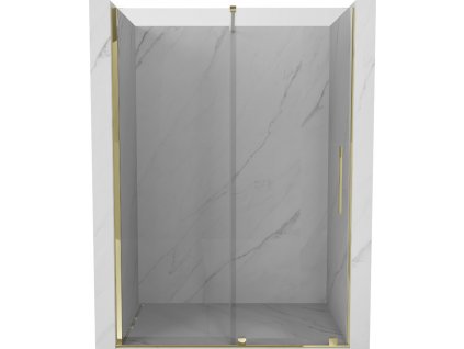 MEXEN/S - Velar posuvné sprchové dveře 130, transparent, zlatá 871-130-000-01-50