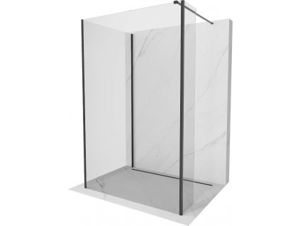 MEXEN/S - Kioto Sprchová zástěna WALK-IN 110 x 75 x 30 cm, transparent, černá 800-110-075-221-70-00-030