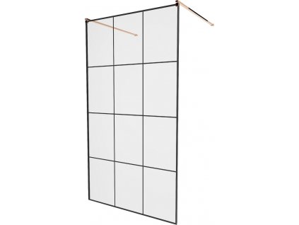 MEXEN/S - KIOTO samostatně stojící sprchová zástěna 120 x 200, transparent/černá vzor 8 mm, růžové zlato 800-120-002-60-77