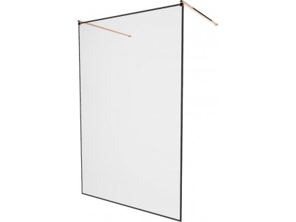 MEXEN/S - KIOTO samostatně stojící sprchová zástěna 110 x 200, transparent/černá vzor 8 mm, růžové zlato 800-110-002-60-70