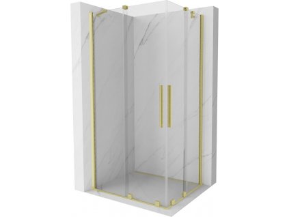 MEXEN/S - Velar Duo čtvercový sprchový kout 90 x 80, transparent, zlatá kartáčovaná 871-090-080-02-55