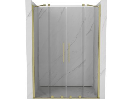 MEXEN/S - Velar Duo posuvné sprchové dveře 140, transparent, zlato kartáčovaná 871-140-000-02-55