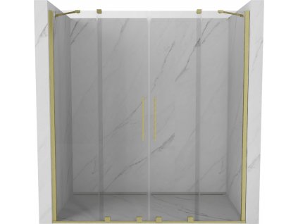 MEXEN/S - Velar Duo posuvné sprchové dveře 180, transparent, zlato kartáčovaná 871-180-000-02-55