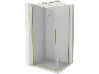 MEXEN/S - Velar sprchový kout 90 x 75, transparent, zlatá kartáčovaná 871-090-075-01-55